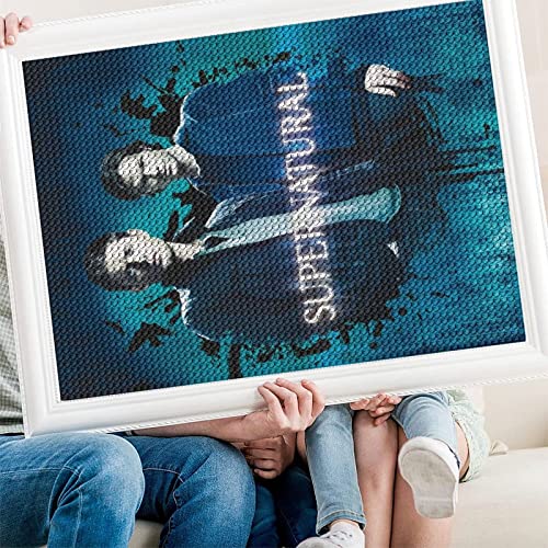 PAWCA 5d Diamond Painting Nummerierungskit, TV-Serie Supernatural, Full Diamond Stickerei Kreuzstich Bildzubehör Art Craft Wandaufkleber Dekoration（Runder Diamant50x60cm） von PAWCA