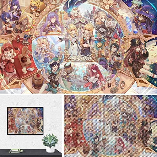 PAWCA Anime Genshin Impact,5D Diamond Painting Kit Full Drill Diamond Art Crystal Art Kits für Erwachsene Kinder(round drill)-30x40cm von PAWCA