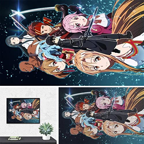 PAWCA Anime Sword Art Online,5D Diamond Painting Kit Full Drill Diamond Art Crystal Art Kits für Erwachsene Kinder(round drill)-50x60cm von PAWCA