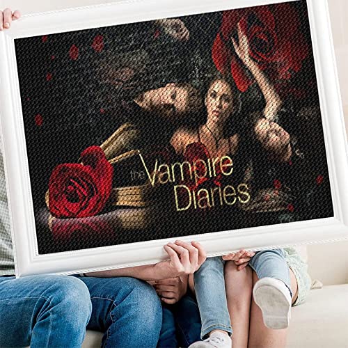 PAWCA DIY 5D Diamond Painting Kits for Adults Kids, The Vampire Diaries art,Full Drill Diamond Embroidery Kits Cross Stitch Crystal Rhinestone Pictures Arts Craft Home Wall Decoration（30x40cm） von PAWCA