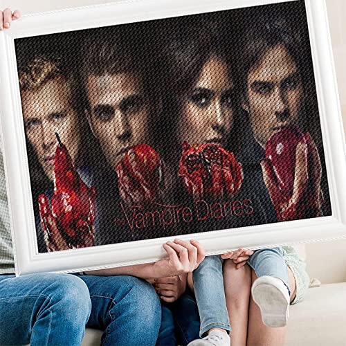 PAWCA Diamond Painting, Vampire Diaries DIY 5d Diamant Painting Bilder, Diamant malerei Kits Malen nach Zahlen Wohnzimmer Bilder für die Inneneinrichtung（Runder Diamant30x40cm） von PAWCA