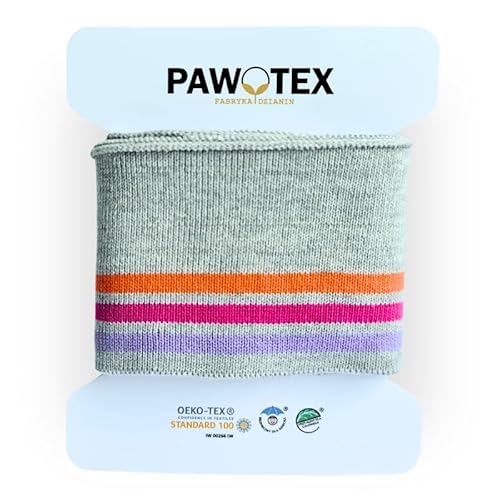 PAWOTEX Bündchenstoff schlauchware Bündchenstoff meterware Strickbündchen Collegebündchen in Grau Bündchenstoff kaufen Bündchen elastisch 140x7cm von PAWOTEX FABRYKA DZIANIN