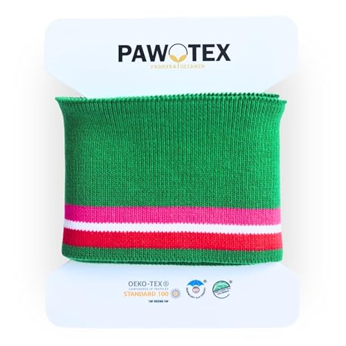 PAWOTEX Bündchenstoff schlauchware Bündchenstoff meterware Strickbündchen Collegebündchen in Grün Bündchenstoff kaufen Bündchen elastisch 140x7cm von PAWOTEX FABRYKA DZIANIN