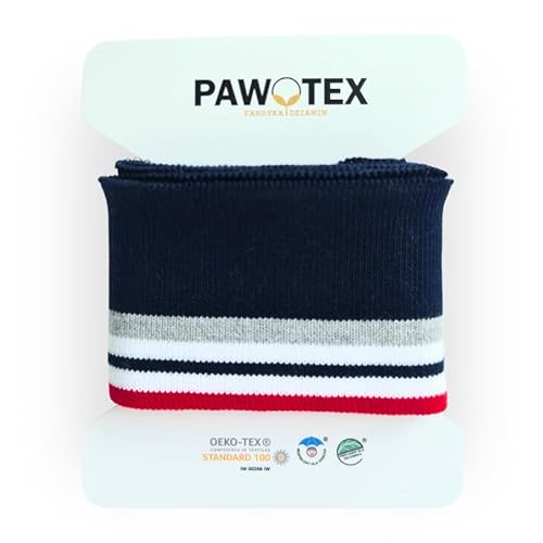 PAWOTEX Bündchenstoff schlauchware Bündchenstoff meterware Strickbündchen Collegebündchen in Marine Bündchenstoff kaufen Bündchen elastisch 140x7cm von PAWOTEX FABRYKA DZIANIN