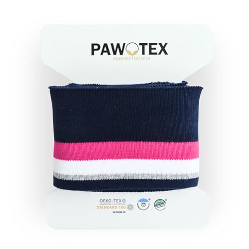 PAWOTEX Bündchenstoff schlauchware Bündchenstoff meterware Strickbündchen Collegebündchen in Marine Bündchenstoff kaufen Bündchen elastisch 140x7cm von PAWOTEX FABRYKA DZIANIN