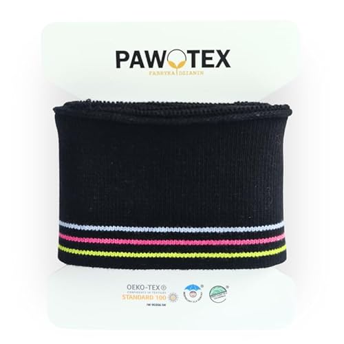 PAWOTEX Bündchenstoff schlauchware Bündchenstoff meterware Strickbündchen Collegebündchen in Schwarz Bündchenstoff kaufen Bündchen elastisch 140x7cm von PAWOTEX FABRYKA DZIANIN