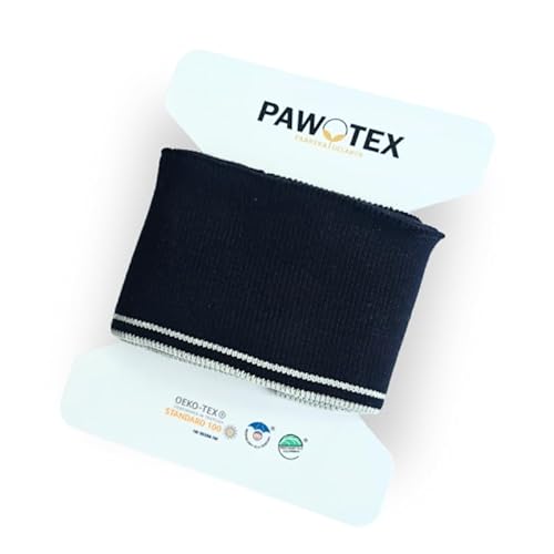 PAWOTEX Bündchenstoff schlauchware Bündchenstoff meterware Strickbündchen Collegebündchen in Schwarz Bündchenstoff kaufen Bündchen elastisch 140x7cm von PAWOTEX FABRYKA DZIANIN