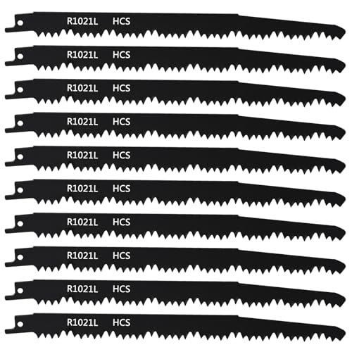 PAYA Säbelsägeblätter Sägeblatt Holz 10 Stk. Stichsägeblätter Set E-cut Zubehör aus HCS zum Schneiden von grobes Holz, nagelfrei Grünholzschnitt Brennholz R1021L von PAYA TOOLS