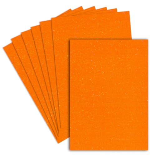 PB TECH Glitzer-Kartonpapier, 30 x 30 cm, 10 Blatt, 250 g/m², gemischte Farben, Kartonpapier zum Basteln, glänzendes Papier für DIY-Projekte, Kartenherstellung, Dekoration (orange) von PB TECH