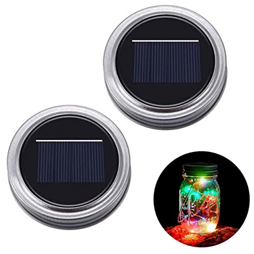 2x Solar Deckel mit 20 LEDs RGB (bunt) Farbwechsel inkl. Akku für Solargläser/Solarglas/Einmachgläser von PB-Versand