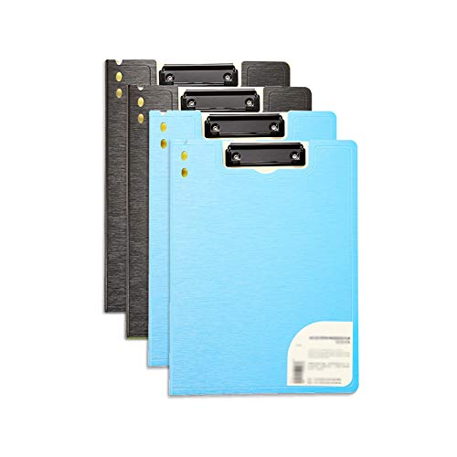 Klemmbrett,Klemmbrettmappe, A4 und Briefgröße Abdeckung Klemmbrett Metallclip Bericht Präsentationsmappe Datenspeicher Binder for Datei erweitern(Black+blue) von PBDEIOEOE