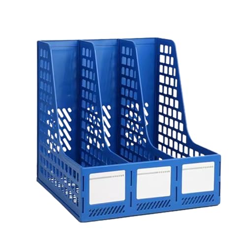 Ordnerhalter,Ordner-Organisator, 3-teilige Aktenaufbewahrung mit Platz for A4-Papierdokumente, Zeitschriftenhalter, Desktop-Aktenordner-Organizer for den Schreibtisch(Blu) von PBDEIOEOE