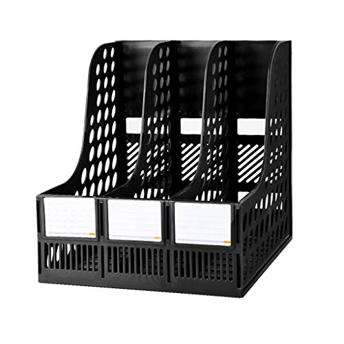 Ordnerhalter,Ordner-Organisator, Mehrschichtiger Kunststoff-Gitter-Aktenhalter, multifunktionale Büro-Aktenarchiv-Aufbewahrung, Aufbewahrungsbox, Desktop-Rack, Aktenrahmen(Black,Three columns) von PBDEIOEOE