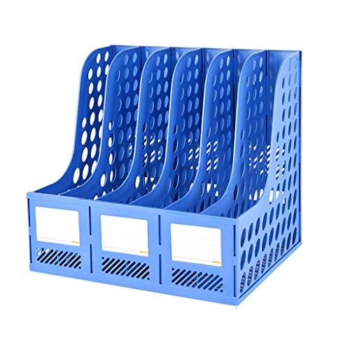 Ordnerhalter,Ordner-Organisator, Mehrschichtiger Kunststoff-Gitter-Aktenhalter, multifunktionale Büro-Aktenarchiv-Aufbewahrung, Aufbewahrungsbox, Desktop-Rack, Aktenrahmen(Blue,Six columns) von PBDEIOEOE