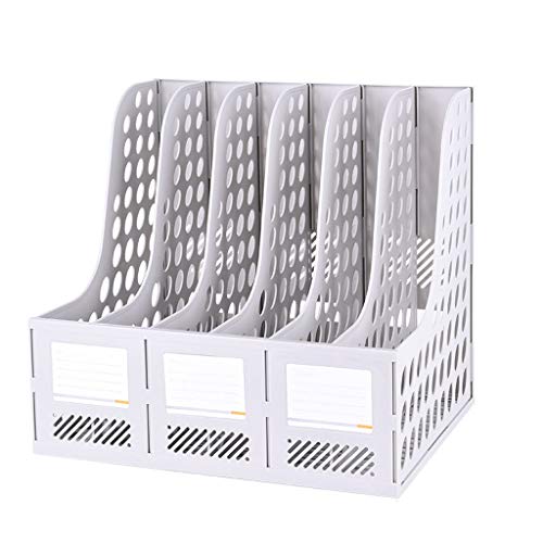 Ordnerhalter,Ordner-Organisator, Mehrschichtiger Kunststoff-Gitter-Aktenhalter, multifunktionale Büro-Aktenarchiv-Aufbewahrung, Aufbewahrungsbox, Desktop-Rack, Aktenrahmen(White,Four columns) von PBDEIOEOE