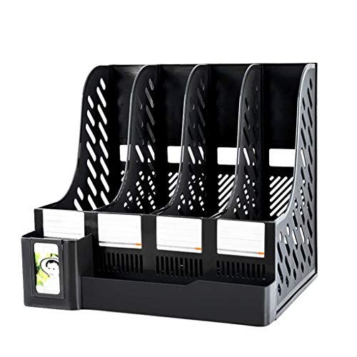 Ordnerhalter,Ordner-Organisator, Zeitschriftenordner-Ständer, Desktop-Organizer, geeignet for Büro-, Schul- und Familien-Aktenrahmen(Black,Four columns) von PBDEIOEOE