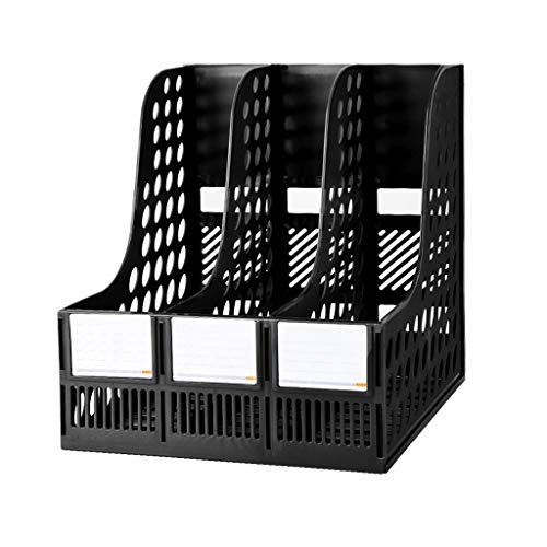 Ordnerhalter,Ordner-Organisator, Zeitschriftenordner-Ständer, Desktop-Organizer, geeignet for Büro-, Schul- und Familien-Aktenrahmen(Black,Three columns) von PBDEIOEOE