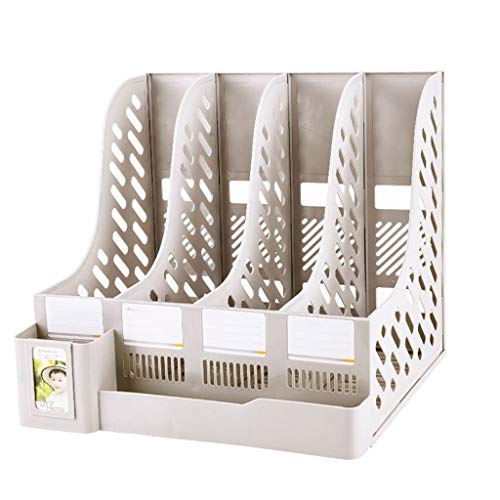 Ordnerhalter,Ordner-Organisator, Zeitschriftenordner-Ständer, Desktop-Organizer, geeignet for Büro-, Schul- und Familien-Aktenrahmen(Grey,Four columns) von PBDEIOEOE