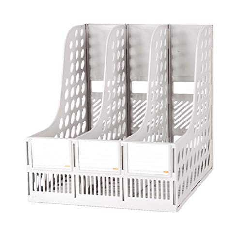 Ordnerhalter,Ordner-Organisator, Zeitschriftenordner-Ständer, Desktop-Organizer, geeignet for Büro-, Schul- und Familien-Aktenrahmen(Grey,Three columns) von PBDEIOEOE