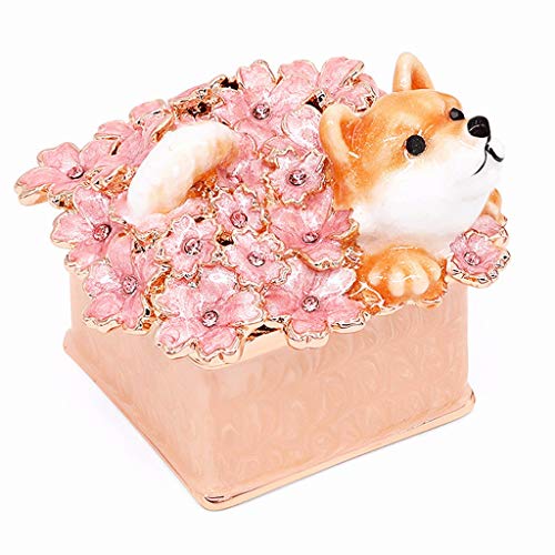 PBDEIOEOE Vintage-Schmuckkästchen, Schmuckkästchen, Shiba Inu Schmuckaufbewahrung - Mini-Schmuckkästchen mit Hundemotiv - Schmuckschatulle mit Tierstatue aus Kristall von PBDEIOEOE