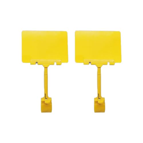 Schild Display Clip Halter Tag Stand, 10 Stück Schilderclip mit wiederverwendbarer Tafel, drehbare Schilderhalter aus Kunststoff for Warenschilder mit A5-Tafel(Yellow Board) von PBDEIOEOE