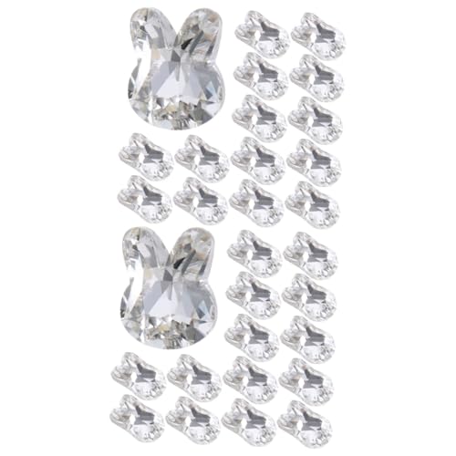 40 Stück Kaninchen-Nagelbohrer, Diamant-Strasssteine, Nagelaufkleber, Nagelzubehör, Charms, Nagelverzierungen, Diamanten für Nägel, Calcomanias Para u?as, Nagelscheiben, Cartoon-Nagel-Charms, Kristall von PBDEW