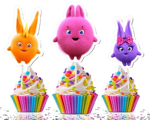 10 Stück Sunny Bunnies Cupcake-Topper für Kinder. Niedliche sonnige Hasen Geburtstagsparty-Zubehör. Sunny Bunnies Party-Dekorationen. von PC