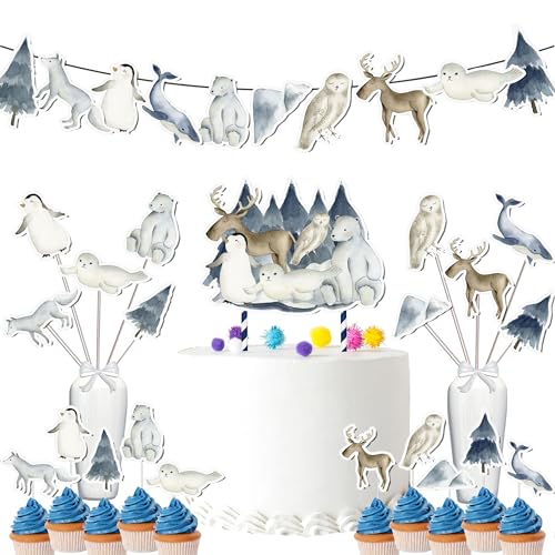 Arctic Animals Party Supplies Set für Geburtstag und Babyparty von PC