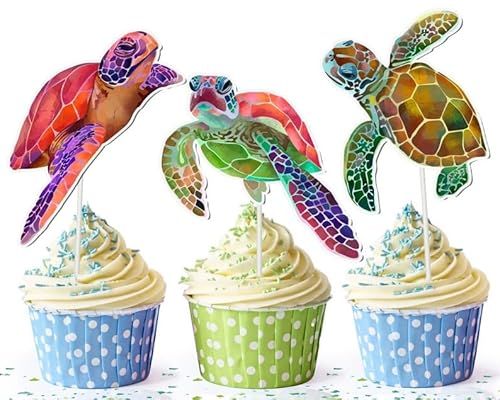 Schildkröten Cupcake Topper | Meerestiere Baby Shower Party Supplies | Meeresschildkröte Thema Geburtstag Dekorationen für Kinder | von PC