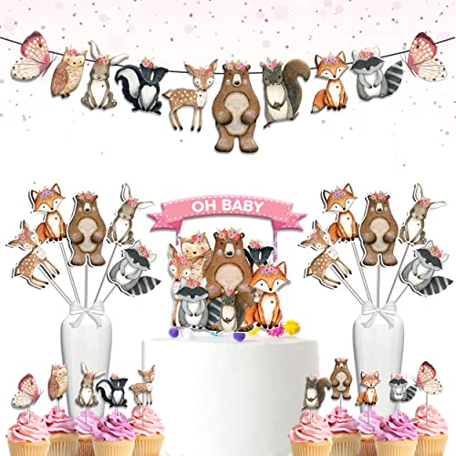 Waldtiere Babyparty Party Dekoration Set, Waldtiere Bundle Thema Party Zubehör für Babyparty für Mädchen. von PC