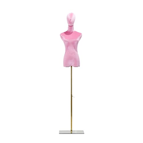 PCSFZXBR Weibliche Schaufensterpuppe,Torso-Schneiderpuppe,Abnehmbarer Torso-Display-Puppenkörper,140–200 cm verstellbar,für die Präsentation von Kleiderschmuck(Farbe:Gold,Größe:A) von PCSFZXBR