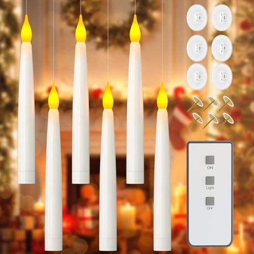 PChero Kerzen mit Zauberstab, 6er Set LED Batteriebetrieben Schwimmkerzen Flackernde Stabkerzen Floating Candles Kerzen mit Fernbedienung für Halloween Party Saisonale Deko Weihnachten von PChero