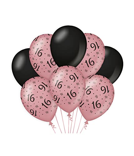 PD-Party 7023413 Classy Party Luftballons | Natürliche Rubber (Latex) | Geburtstag Feier Partei Dekoration - 16, Packung von 8, Rose/Schwarz, 30cm Länge x 30cm Breite x 30cm Höhe von PD-Party