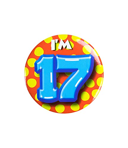 PD-Party 6014717 Birthday Badge | Geburtstag Metall Abzeichen | Partei Feier Knöpfe - I'm 17, Mehrfarbig, 5.5cm Länge x 5.5cm Breite x 0.5cm Höhe von PD-Party