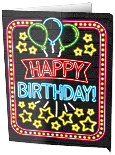 PD-Party 7006018 Party Dekoration Window Signs | Fenster Zeichen | Fenster Vorstand | Partei Dekoration - Happy Birthday, Neon, 60cm Länge x 45cm Breite x 50cm Höhe von PD-Party