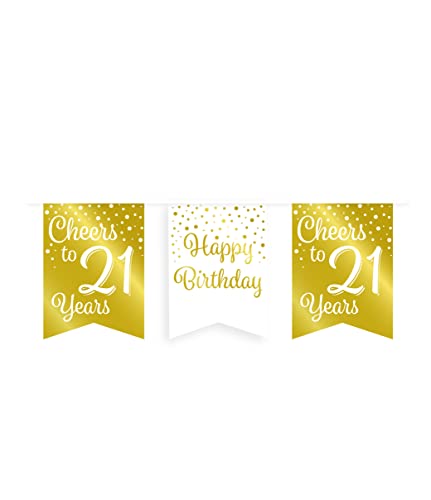 PD-Party 7023003 Luxus Party Flagge Banners | Geburtstag Feier | Partei Dekoration - 21, Gold/Weiß, 8.5cm Länge x 8.5cm Breite x 7.5cm Höhe PD-Party 7023003 Luxus Party Flagge Banners | Geburtstag Feier | Partei Dekoration - 21, Gold/Weiß, 8.5cm Länge x 8.5cm Breite x 7.5cm Höhe von PD-Party