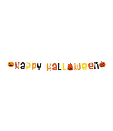 PD-Party 7025005 Fröhlich Design Brief Banner Dekoration | Spezielles Thema | Partei Girlande – Happy Halloween, Mehrfarben, 250cm Länge x 17cm Breite x 0.1cm Höhe von PD-Party