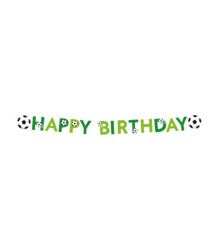 PD-Party: Happy Birthday Girlande - Happy Birthday Banner im Fußball Desgin für Jungen & Mädchen - Geburtstagsgirlande für Kinder jeden Alters - Bunte Geburtstagsgirlande - 250x17 cm von PD-Party