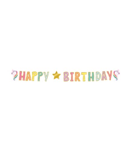 PD-Party: Happy Birthday Girlande - Happy Birthday Banner im Einhorn Desgin für Jungen & Mädchen - Geburtstagsgirlande für Kinder jeden Alters - Bunte Geburtstagsgirlande - 250x17 cm von PD-Party