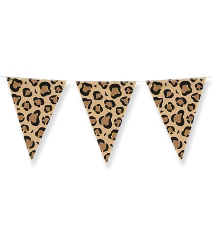 PD-Party 7031062 Foil Bunting | Vereiteln Wimpelkette, Doppelseitig, Dreieckig, Partei Dekoration Flaggen - Leopard, Mehrfarbig, 1000cm Länge x 30cm Breite x 0.1cm Höhe von PD-Party