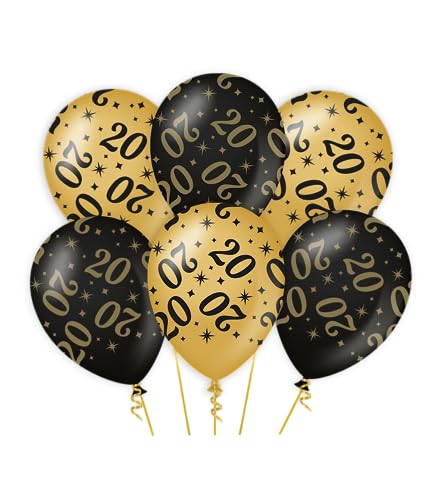 PD-Party - Luftballons Geburtstag - Ballons für 18. Geburtstag - Deko Geburtstag - Jubiläum Dekoration - Schwarz Gold Deko - Party Deko - 18. Geburtstag Männer & Frauen - 30x30 cm - 6 Stück von PD-Party