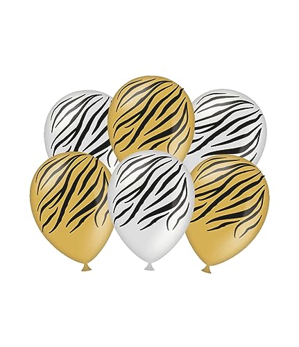 PD-Party 7036571 Party Luftballons | Natürliche Rubber (Latex) | Geburtstag Partei Dekoration - Zebra, Pack von 6, Mehrfarbig, 30cm Länge x 30cm Breite x 30cm Höhe von PD-Party