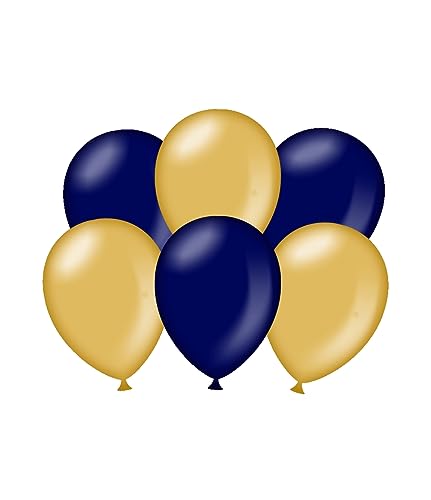 PD-Party 7036576 Party Luftballons | Natürliche Rubber (Latex) | Partei Dekoration, Pack von 6, Metallisch Gold/Blau, 30cm Länge x 30cm Breite x 30cm Höhe von PD-Party