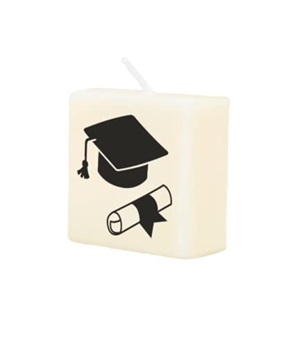 PD-Party 7040044 Geburtstag Dekorativ Wachs Kerze | Wax Candle - Absolventin, Cremefarben/Schwarz, 4cm Länge x 4cm Breite x 2cm Höhe von PD-Party