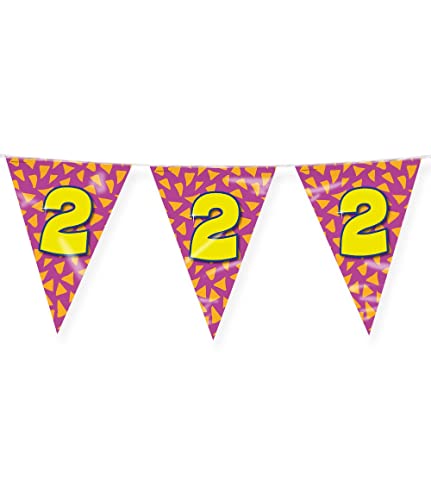 PD-Party 7042002 Happy Party Bunting - 2, Rosa/Gold, Doppelt-Seitige, Dreieckig, Folie Wimpelkette, 1000cm Länge X 30cm Breite X 0.1cm Höhe von PD-Party