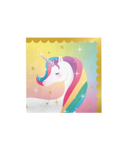 PD-Party: 16 Stück Einhorn Servietten - Party Deko für Geburtstage und Parties - Perfekt für jeden Kindergeburtstag - Liebevolle Einhorn Geburtstag Deko für Mädchen - Einhorn Geburtstag - 16x16 cm von PD-Party