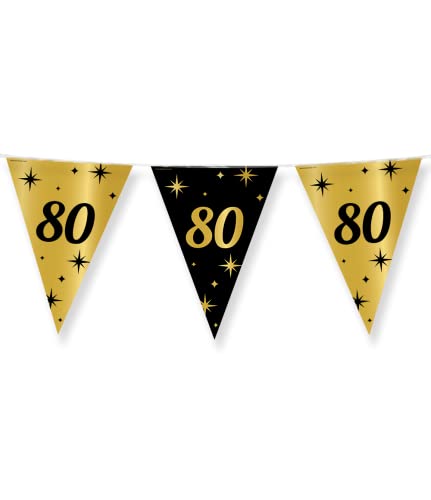 PD-Party - Geburtstag Girlande für 80. Geburtstag - Wimpelkette - Jubiläum - Schwarz Gold Deko - Party Deko - Männer & Frauen - 1000 x 30 cm PD-Party - Geburtstag Girlande für 80. Geburtstag - Wimpelkette - Jubiläum - Schwarz Gold Deko - Party Deko - Männer & Frauen - 1000 x 30 cm von PD-Party