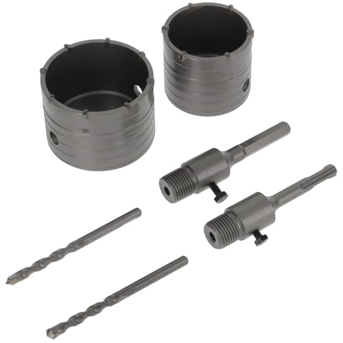 Hartmetall-Dosensenker Set 82mm & 68mm inkl. SDS Plus & Sechskant Adapter, 2 Zentrierbohrer - Ideal für Beton, Mauerwerk und Ziegel | Profi Werkzeug für Steckdosen und Schalterdosen von PD-TOOLS