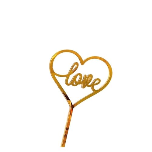 Cake Toppers Tortendeko 5 Stück Herz Hochzeitstorte Topper Gold Liebe Valentinstag Cupcake Topper for Valentinstag Hochzeit Party Kuchen Dekorationen Geburtstag Hochzeit Party Cake Dekoration(Style13) von PDANBD