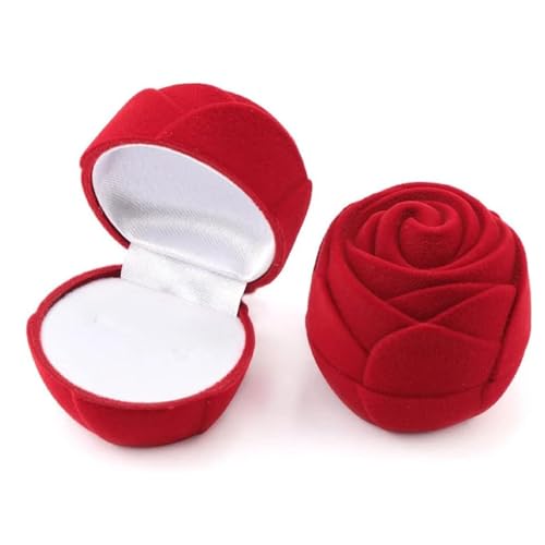 PDANBD Ringetui, Rosen-Blumen-Schmuckschatulle, Samt-Schmuck-Ring-Box, Ringaufbewahrung, Vitrine für Antrag, Hochzeit, Ringbox, Schmuck-Geschenk-Box, Antrags-Ring-Box von PDANBD